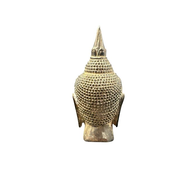 Thai Buddha Head Antique 4.25" Statue Figurine Bronze - Picture 4 of 10